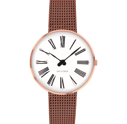 Arne Jacobsen - Roman ur med kobber farvet mesh lænke