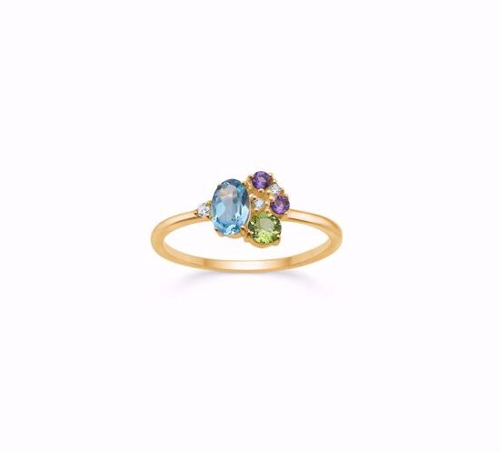 8kt. guldring med Ametyst, topas og Zirkonia