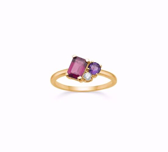 8kt. Guldring med Ametyst, Sodalit og Zirkonia fra Guld & Sølv Design