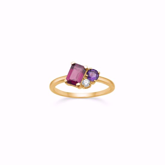 8kt. Guldring med Ametyst, Sodalit og Zirkonia fra Guld & Sølv Design