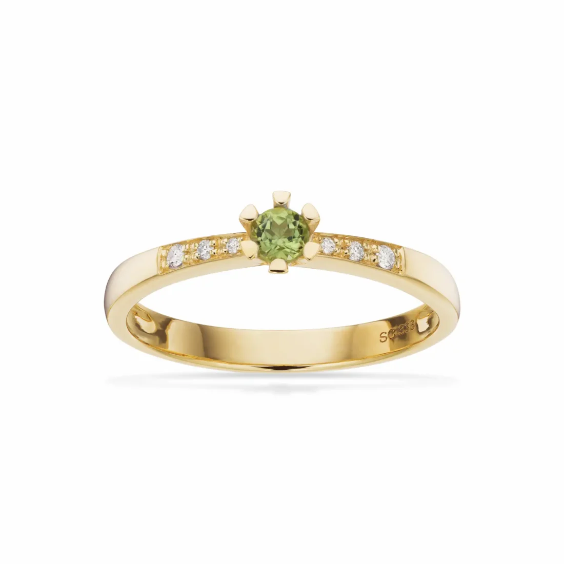 Vida Darling ring med grøn peridot og diamanter fra Scrouples
