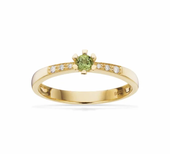 Vida Darling ring med grøn peridot og diamanter fra Scrouples